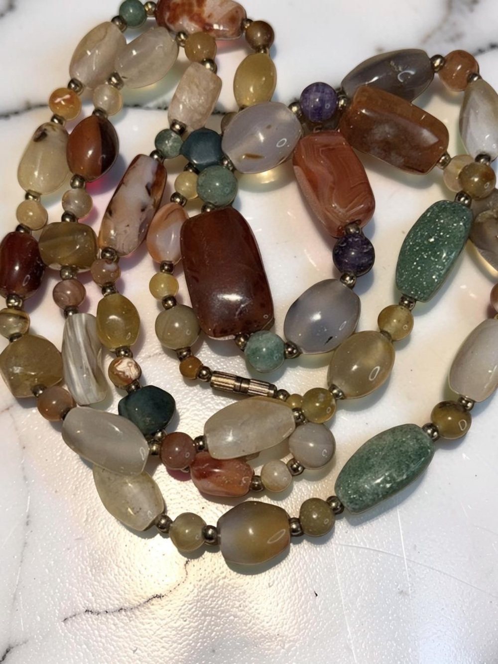 Vintage long multiple gemstone necklace - Picture 4 of 5
